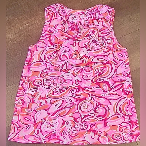 Lilly Pulitzer - Print ‘Pink Pout Mango Salsa’ Essie Style 
Tank | Sz Small - Picture 5 of 7